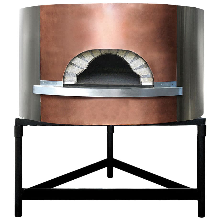 wood pizza oven with copper facade, bedplate ø 1450 mm, capacity 8/10 pizzas