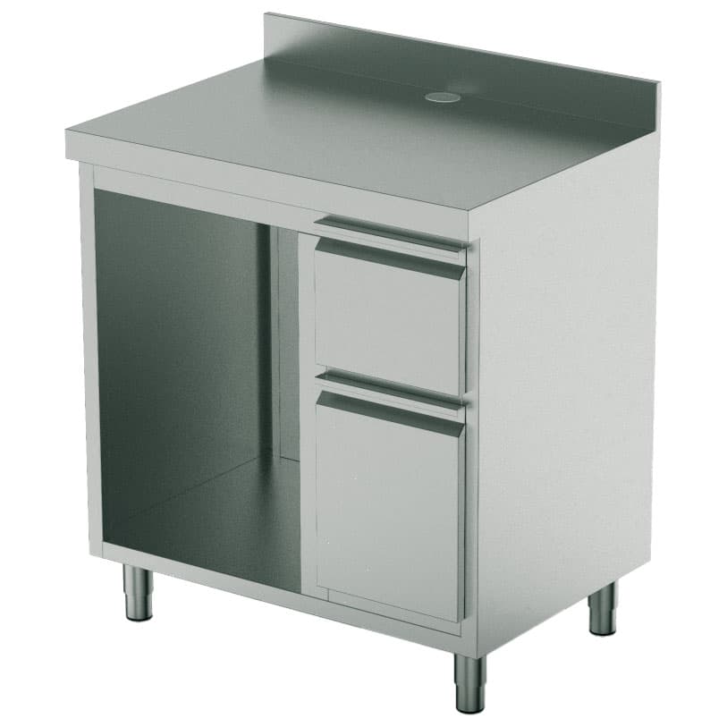 Coffee machine counter 1000x700 mm with drawer, coffee ground drawer, waste bin, 1 machine compartment