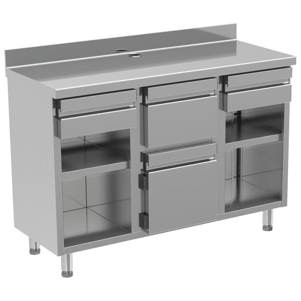 Coffee machine counter 1500x600 mm with 2 drawers, coffee ground drawer, closed cabinet