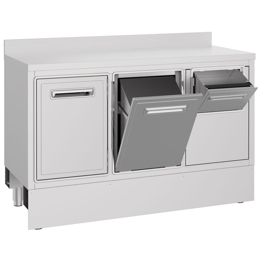 Coffee machine counter 1480x600 mm with coffee ground drawer, waste bin, 1 door