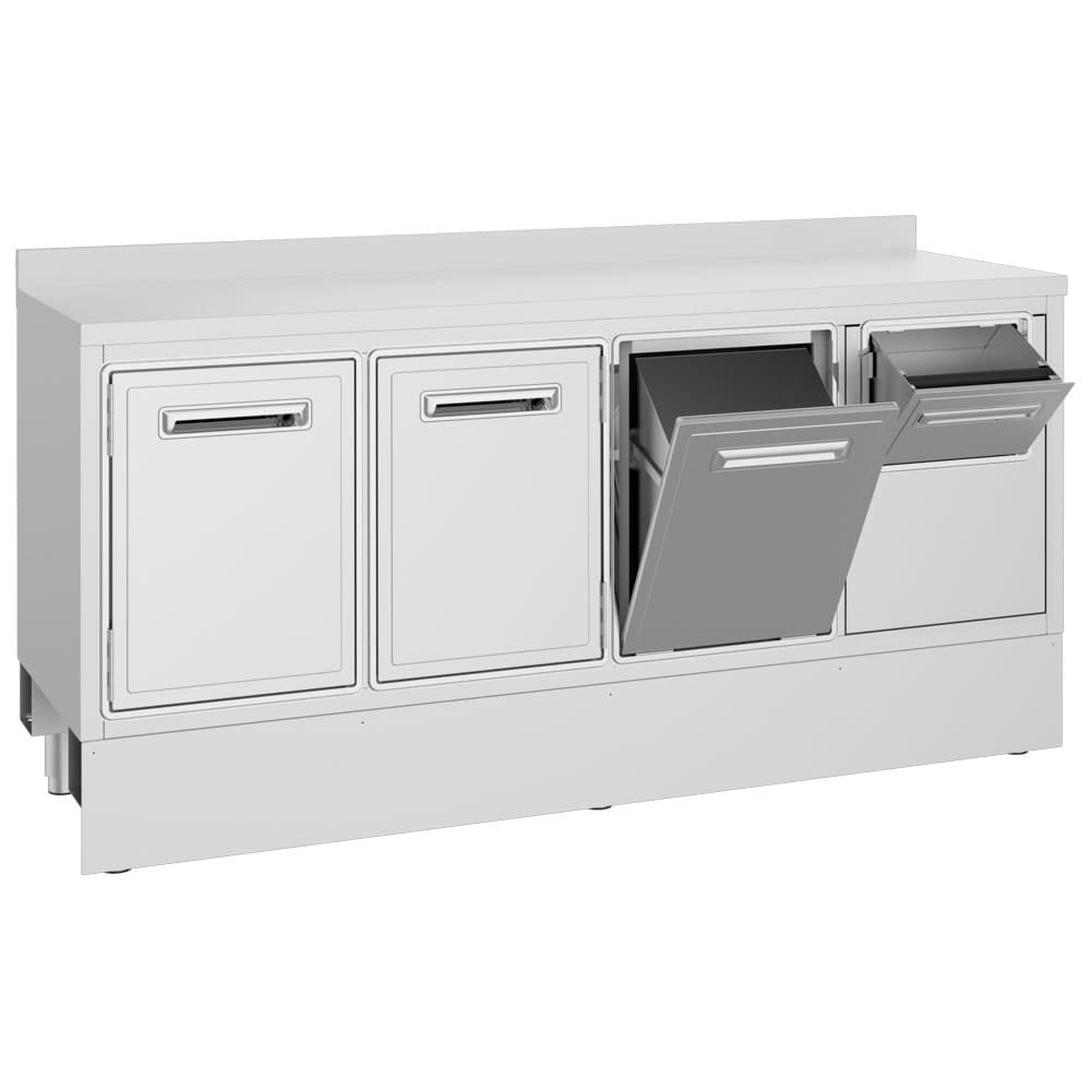 Coffee machine counter 1950x600 mm with coffee ground drawer, waste bin, 2 doors