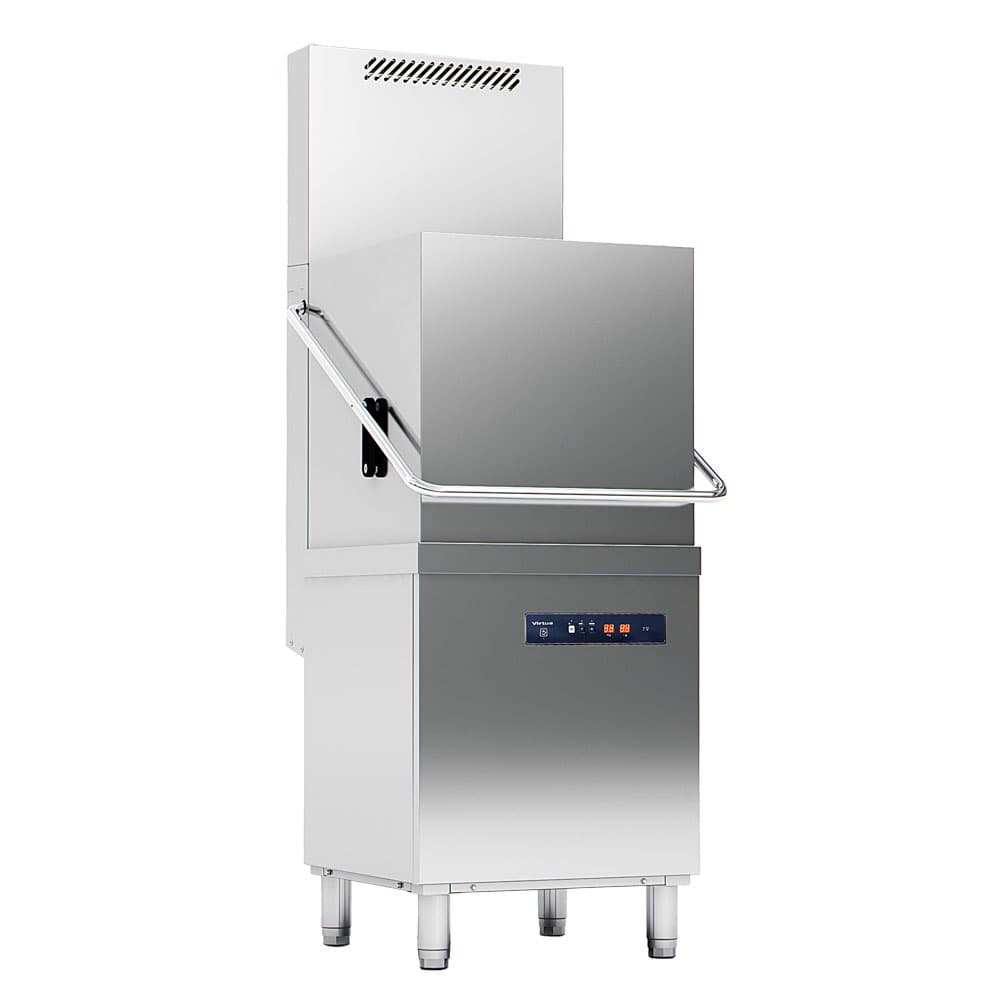 hood dishwasher with detergent injector and drain pump, electronic - with heat recovery system