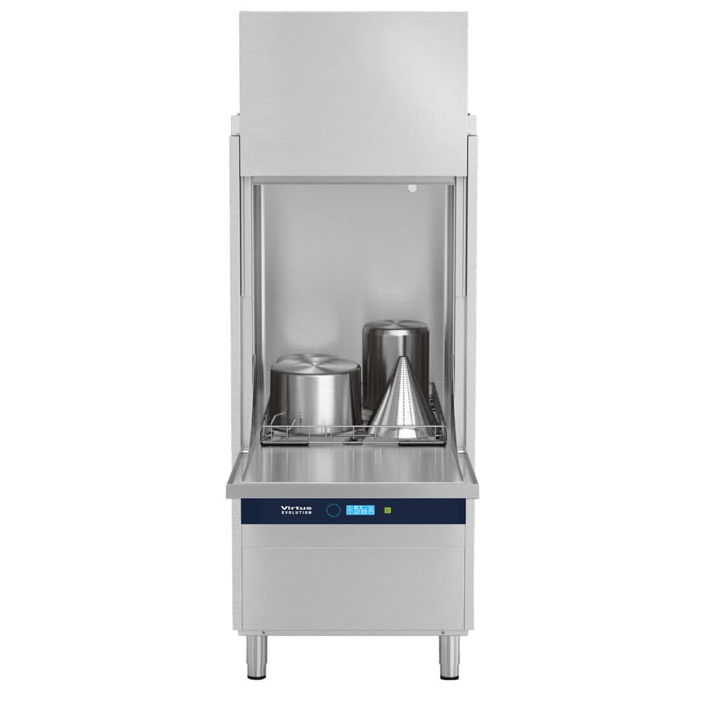 Utensil washer with detergent injector and drain pump, electronic, rack 60x67 cm, max h=85 cm