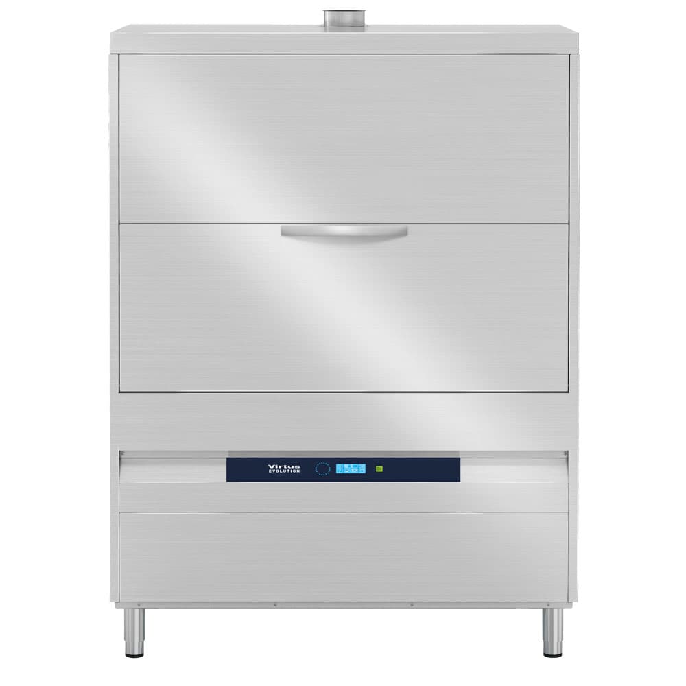 Utensil washer with detergent injector and drain pump, electronic, rack 2x 60x67 cm, max h=85 cm
