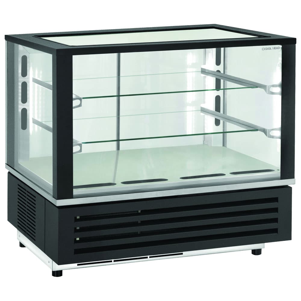 Refrigerated counter display with 2 glass shelves and sliding doors, -1°/+5°C