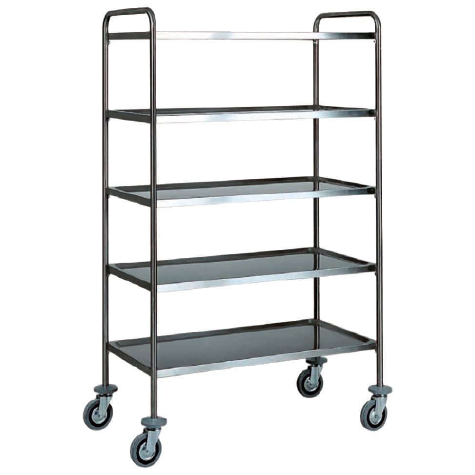Service trolley in stainless steel with 5 levels