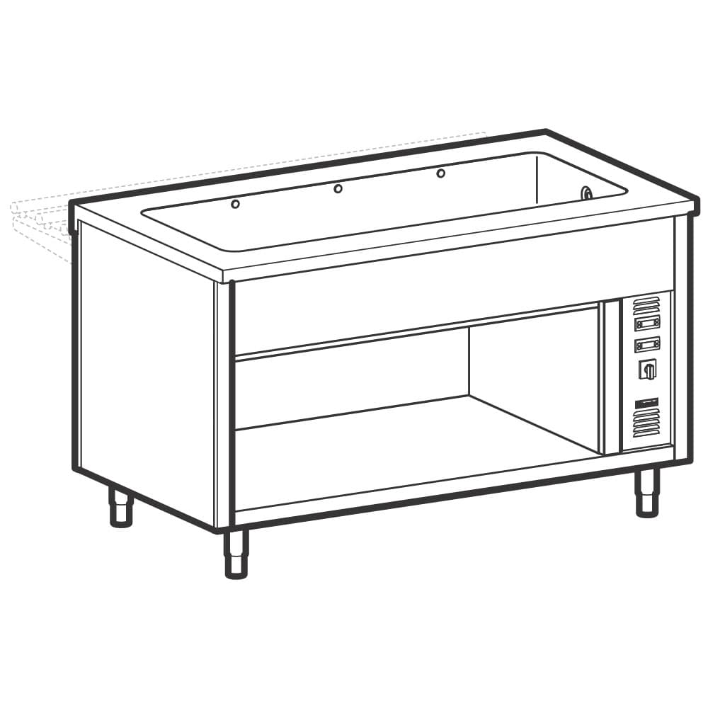 Bain-marie unit on open cupboard, 3x GN 1/1