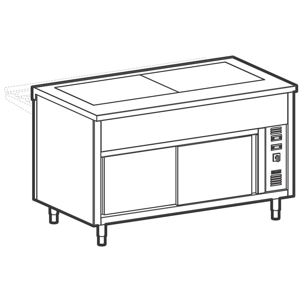Unit with heated plate made of tempered glass on heated cupboard, 4x GN 1/1
