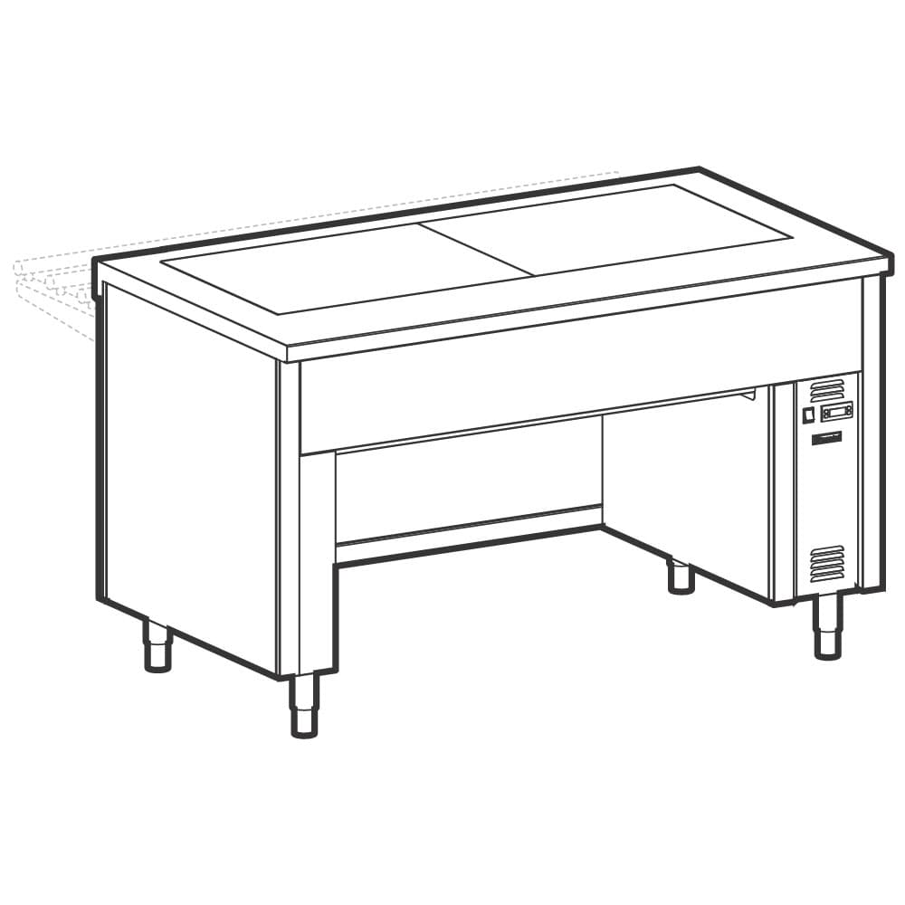 Unit with heated plate made of tempered glass on bridge stand, 4x GN 1/1
