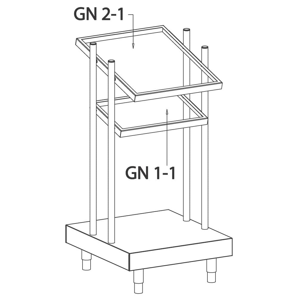 Tray and GN container support unit, 686x700 mm