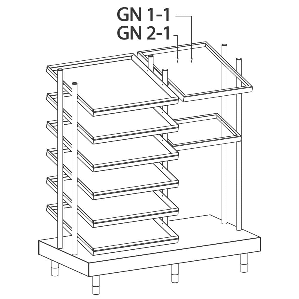 Tray and GN container support unit and glass dispenser, 1312x700 mm
