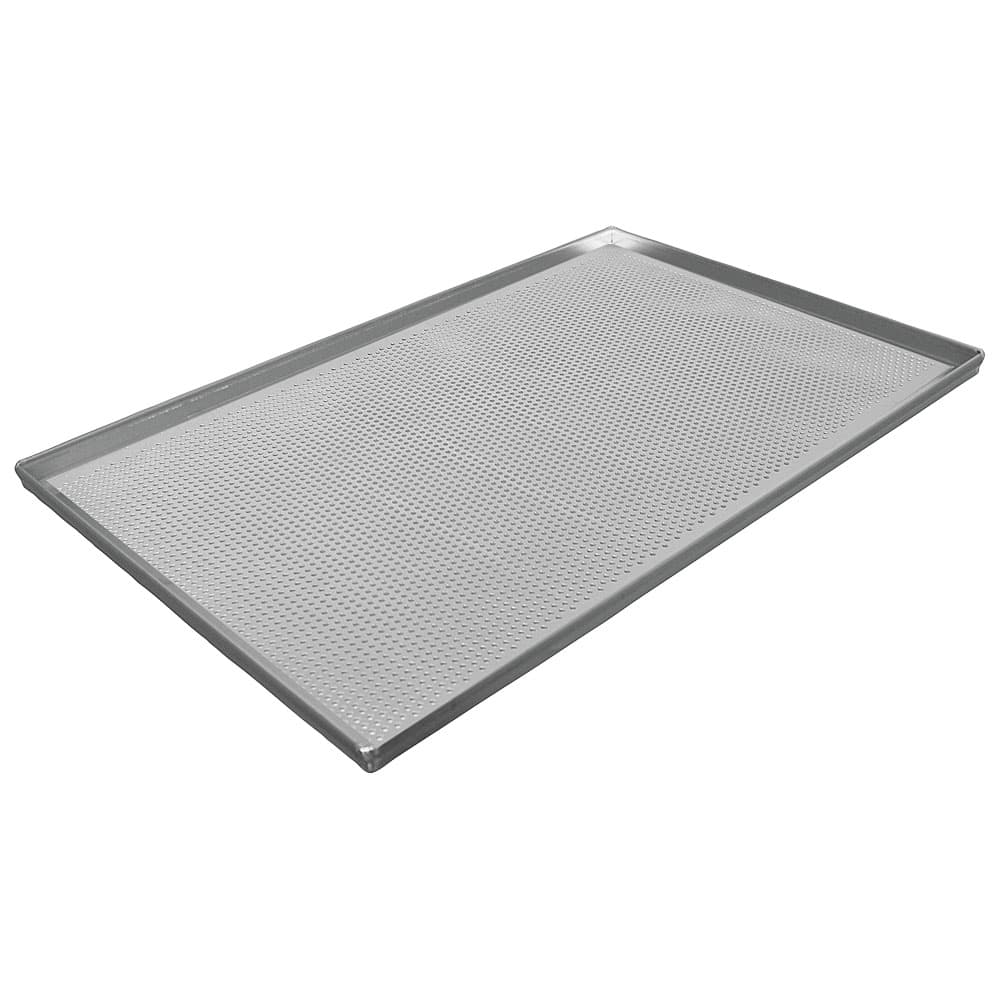 Baking tray in aluminium uncoated, 600x400 mm - 4 sides 90°, perforated