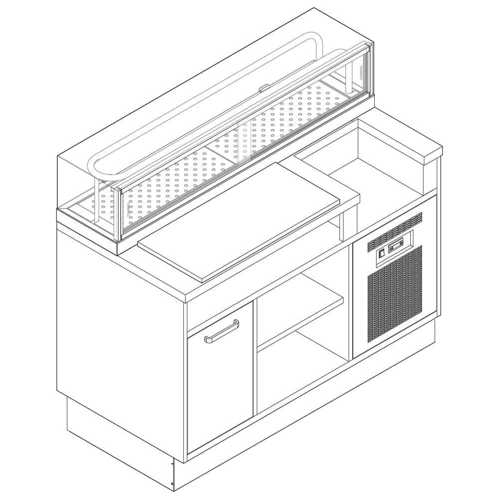 Sushi Station 1600 mm with ambient base and waste bin