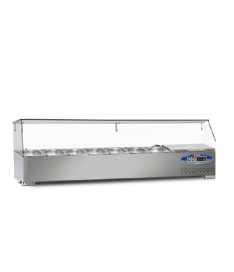 Masă frigorifică profesională tip salad bar cu cuve GN Pimak 22SBS07-15 | 41, 75 kW, 230V, Dim: 150x35x40 cm