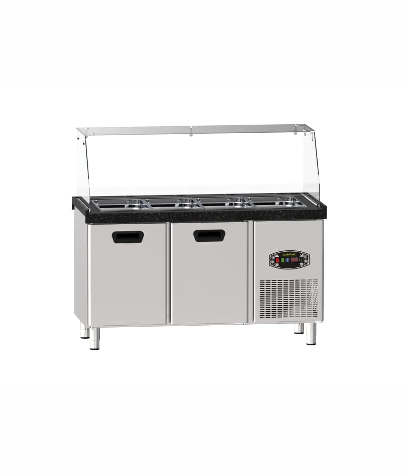 Masă frigorifică profesională tip salad bar cu cuve GN Pimak 22TBF0S2-PA70 | 255, 230V, Dim: 150x70x85 cm