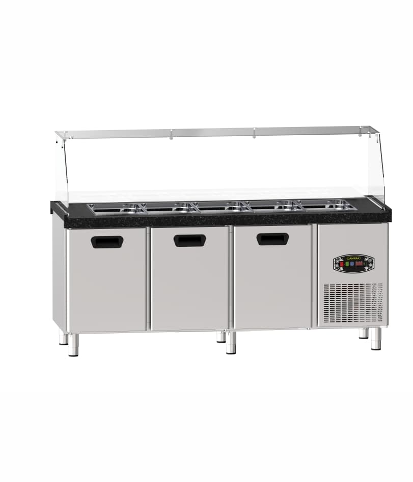 Masă frigorifică profesională tip salad bar cu cuve GN Pimak 22TBF0S3-PA70 | 455Lt., 420 kW, 230V, Dim: 200x70x85 cm