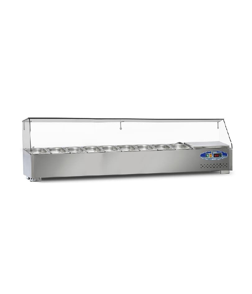 Masă frigorifică profesională tip salad bar cu cuve GN Pimak 22SBS09-18 | 52, 75 kW, 230V, Dim: 180x35x40 cm