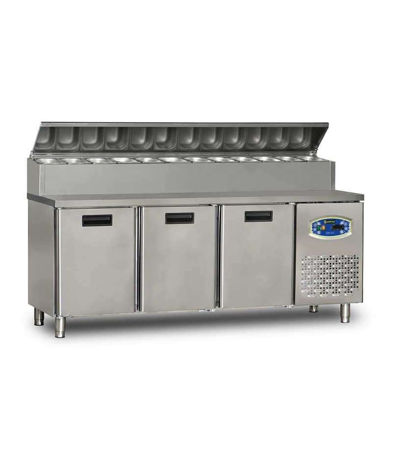 Masa rece preparare pizza 3 usi Pimak 22TBF3S-PA70 | 450, 450 kW, 230V, Dim: 200x70x109 cm