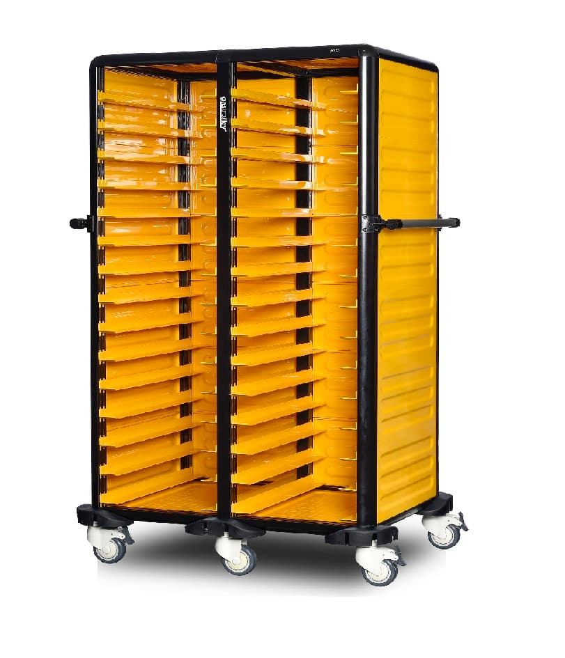 Cărucior inox profesional pentru transport tăvi și cuve GN Pimak G.ST.150.D.3 | Dim: 101x71x174 cm