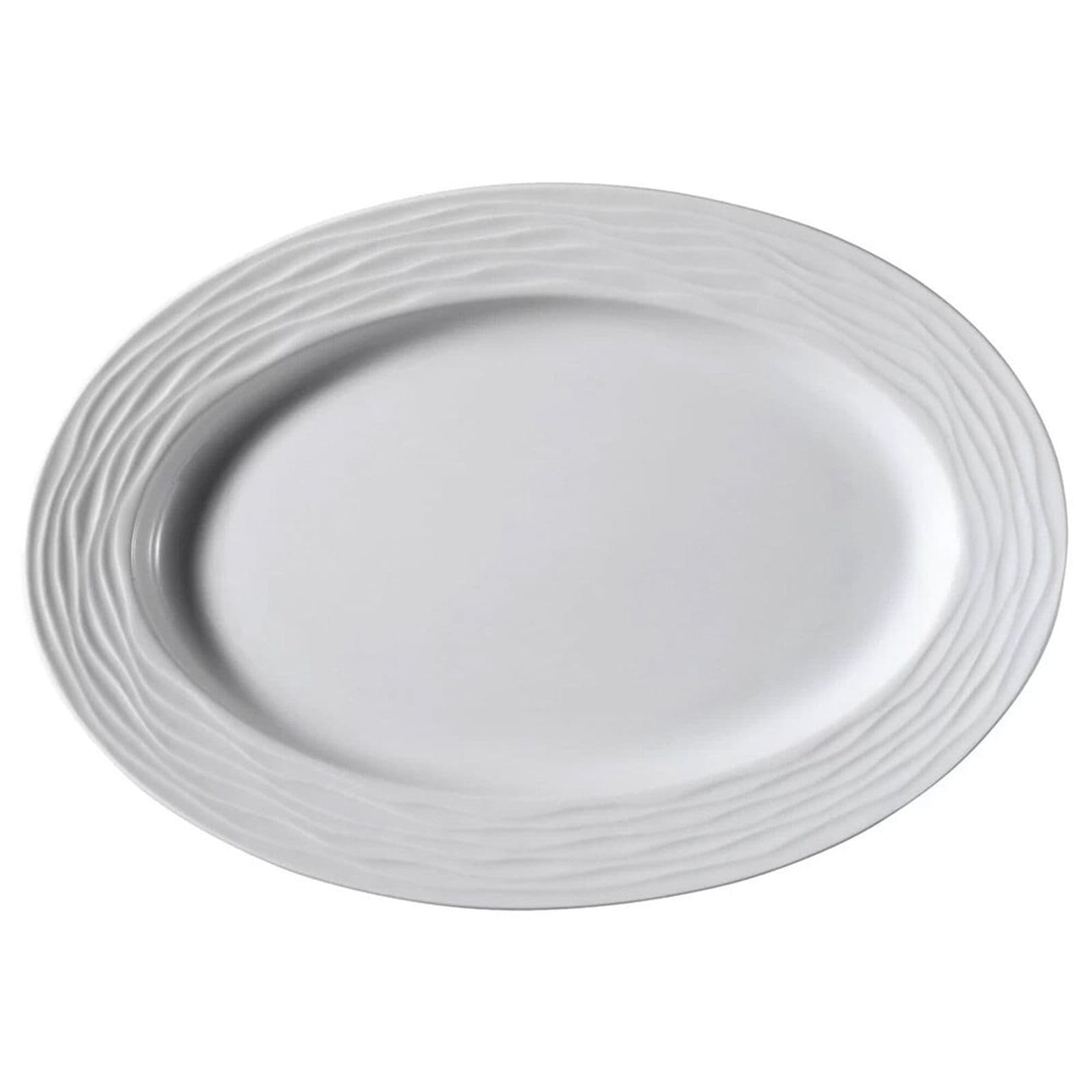 (6 bucăți) SEA WAVE - Farfurie/farfurie pentru kebab - ovală - Lungime: 350 mm - Alb
