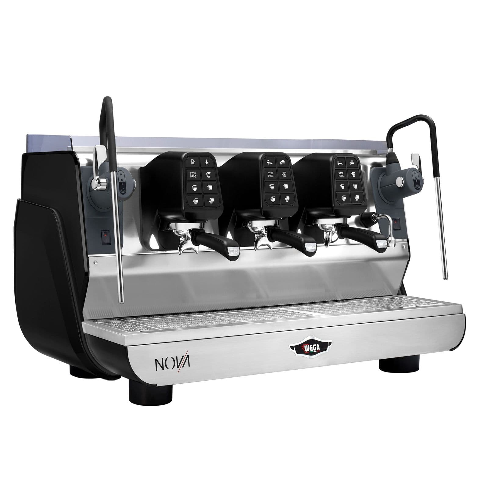 WEGA | Nova - Espressor - 3 grupuri - 5,7 kW - cu 2 spumante de lapte și apă fierbinte - Touch - Negru