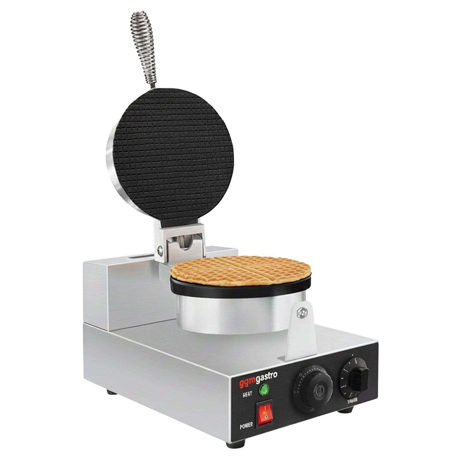 Aparat Gofre / Vafe Profesional - Simplu - Manual - 1,3 kW - Formă: conuri de înghețată - Ø 190 mm - Tavă aparat vafe teflonată
