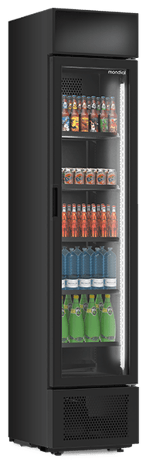 Vitrină frigorifică verticală pentru băuturi și răcoritoare Mondial Framec seria SLIM P BLACK (+2°C +8°C), Italia