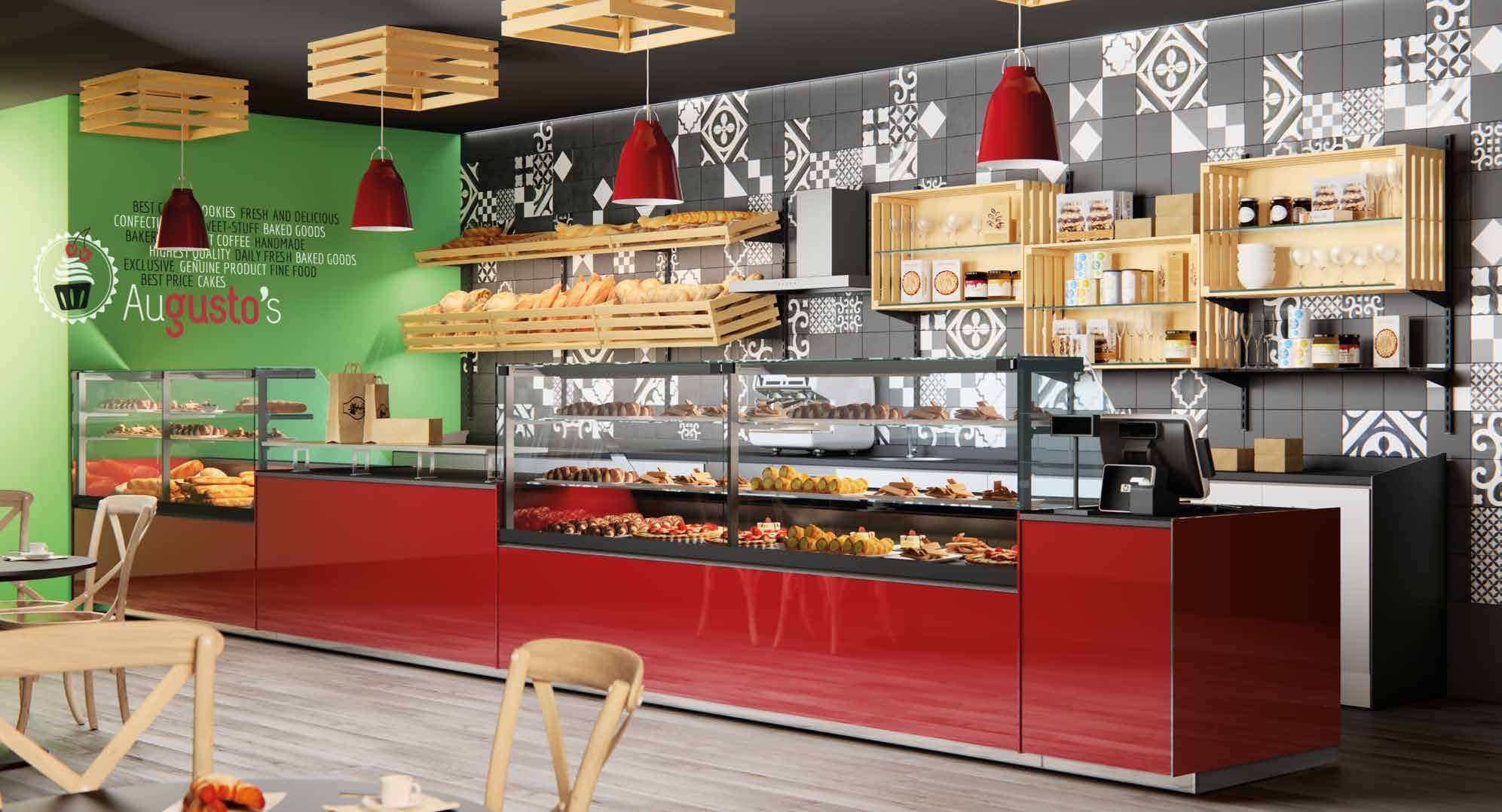 Vitrină frigorifică murală multideck Best Cold seria Exi, cofetărie & autoservire, Italia