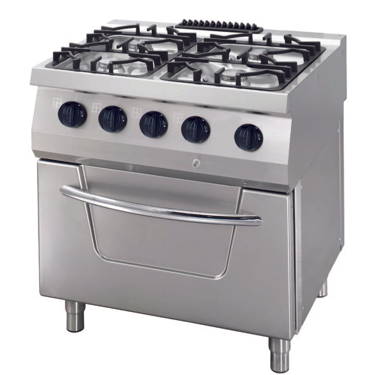 Aragaz profesional pe gaz Maxima Heavy Duty cu cuptor electric – 4 arzătoare – 30 kW – modul dublu – adâncime 70 cm