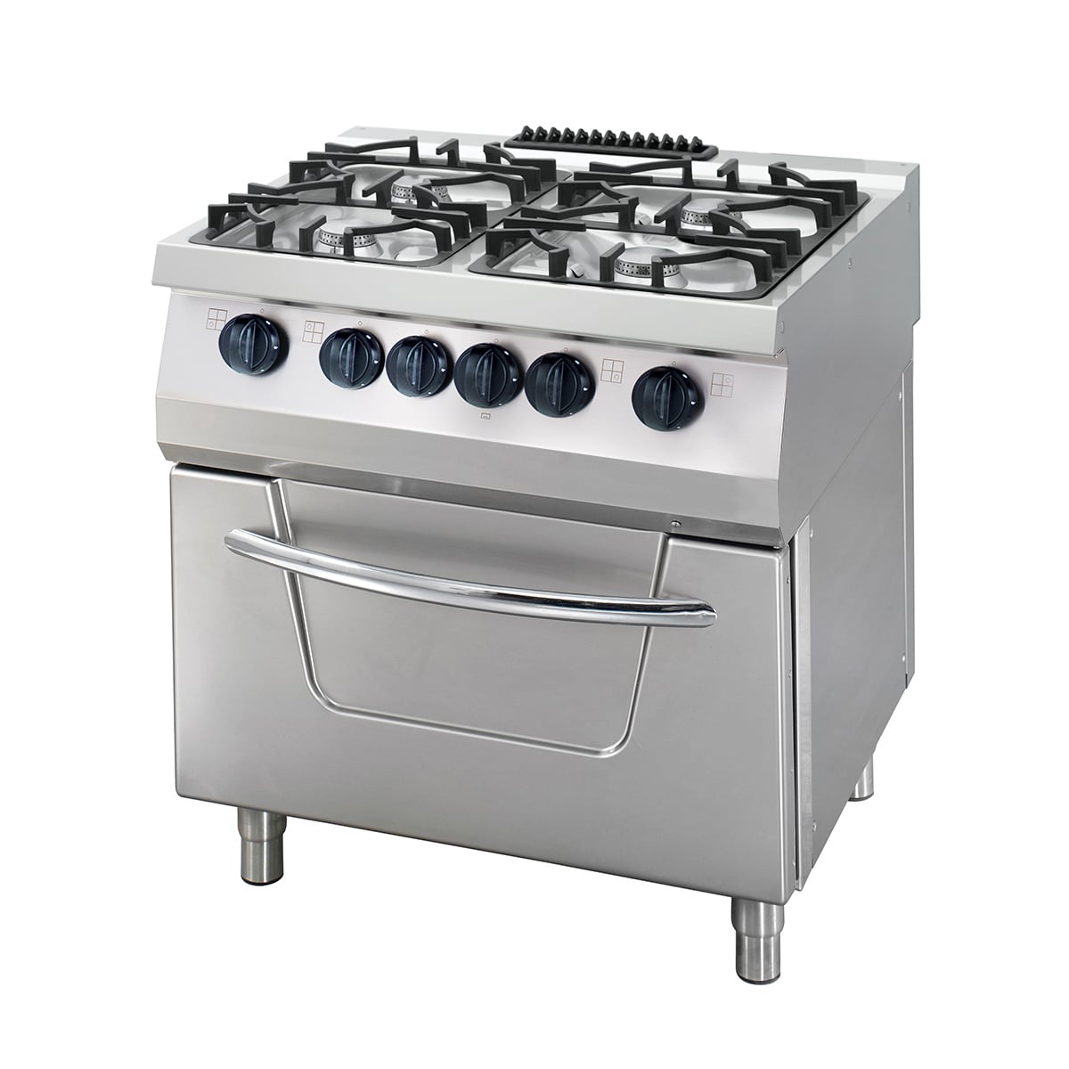 Aragaz profesional pe gaz Maxima Heavy Duty cu cuptor electric – 4 arzătoare – 36 kW – modul dublu – adâncime 70 cm