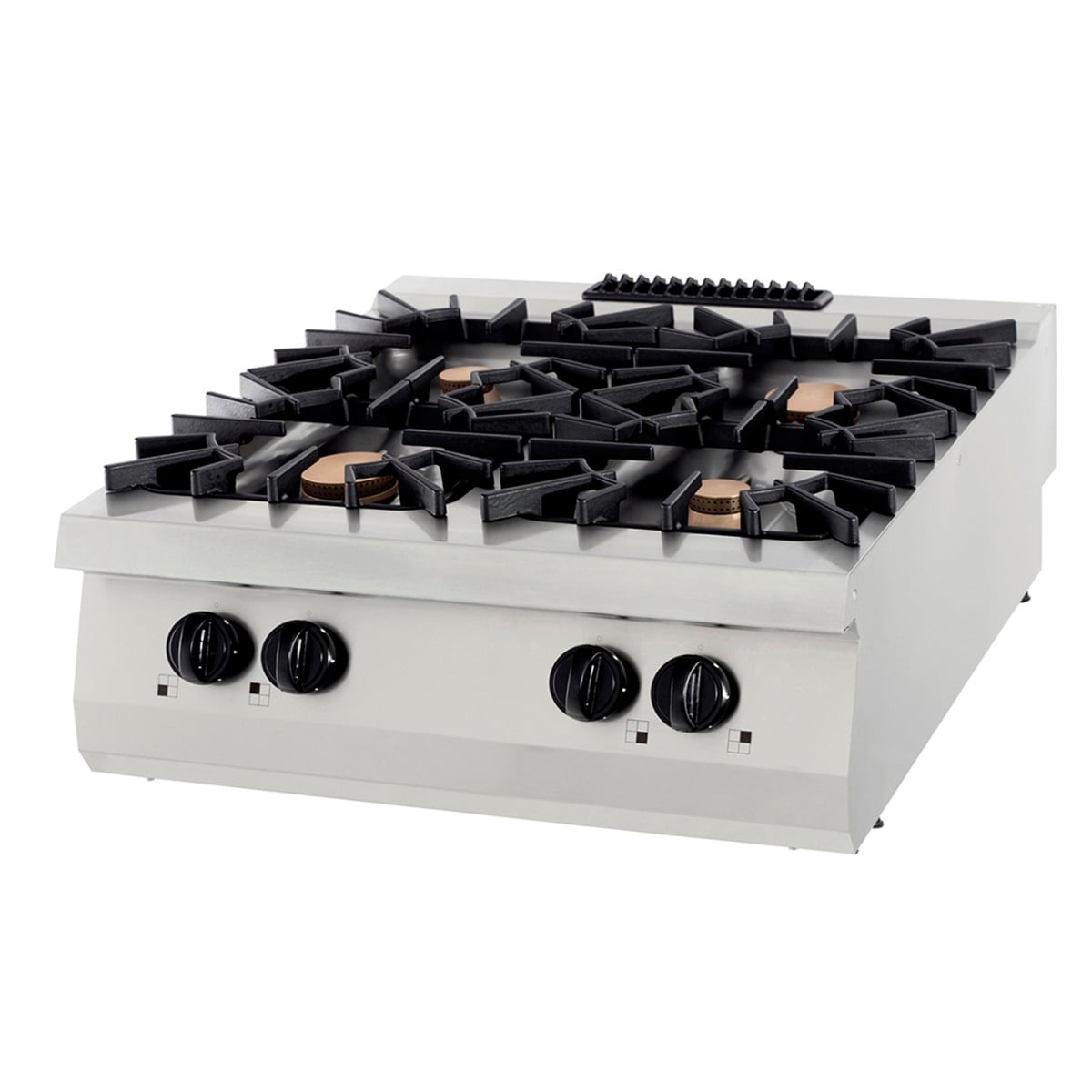 Aragaz profesional pe gaz Maxima Premium – 4 arzătoare – 40 kW – modul dublu – adâncime 90 cm