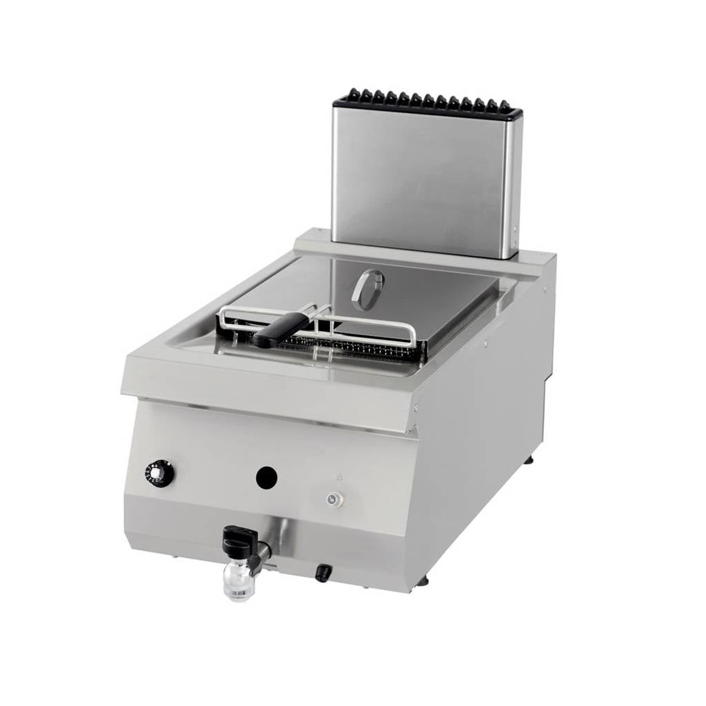 Heavy Duty Deep Fryer - 1 x 12L - Single Unit - 70cm Deep - with Drain Tap - Gas