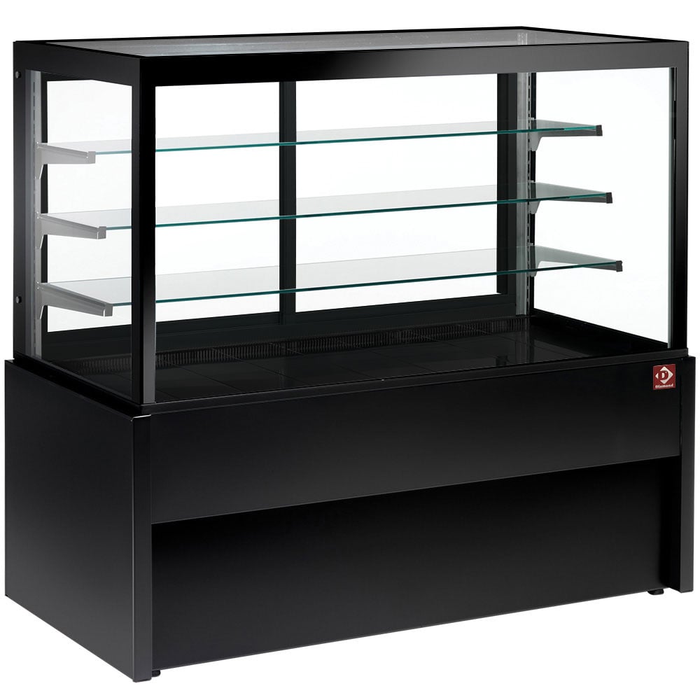Panoramic refrigerated display counter, ventilated, 4 levels, without storage room - BLACK – A doua alegere (1)