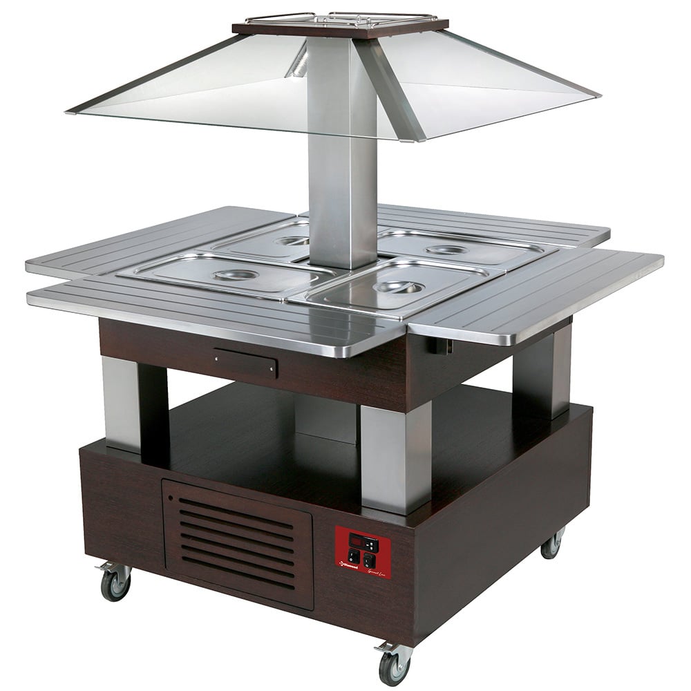 Island bain-marie warm buffet 4x GN1/1-150 (Wengé wood)