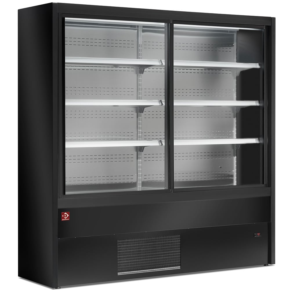 Ventilated refrigerated wall unit with glass sliding doors - BLACK – A doua alegere (2)