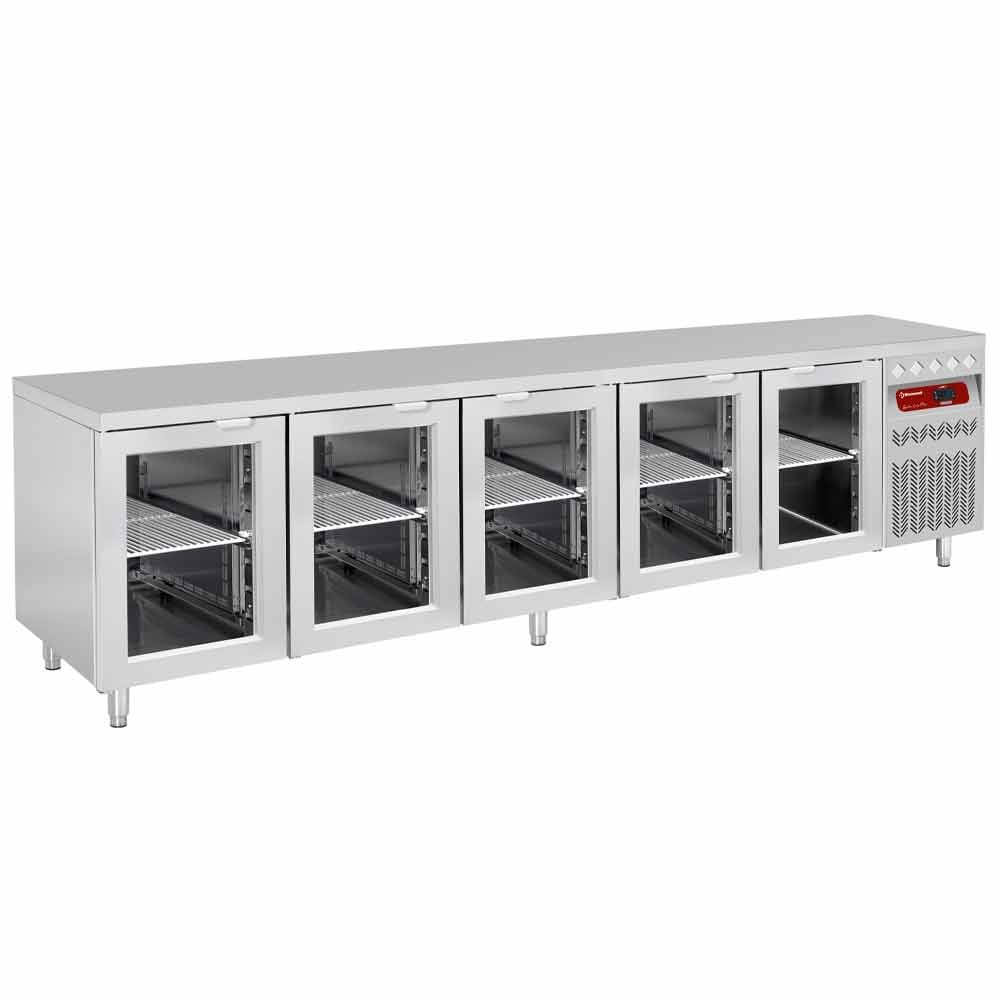 Ventilated refrigerated table, 5 glass doors GN 1/1, 700 Lit. – Lichidare stoc (1)