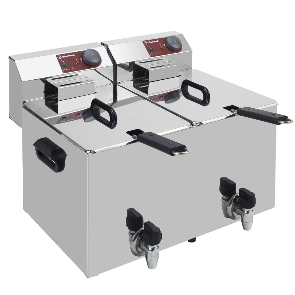 Electric table top fryer 2x 8 liters + tap – Lichidare stoc (1)