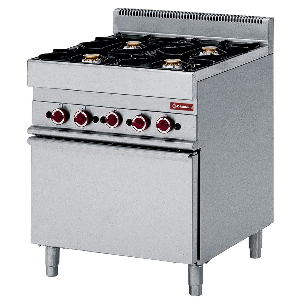 Aragaz pe gaz Diamond G65/4BFEV7 – 4 arzătoare – cuptor electric cu convecție GN 1/1