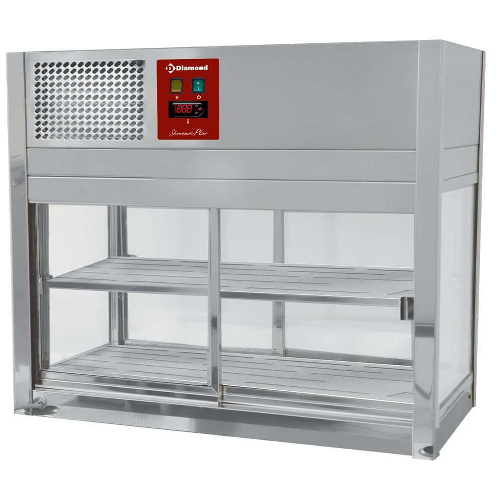 Refrigerated display, 4 glass sides, 2 sliding doors