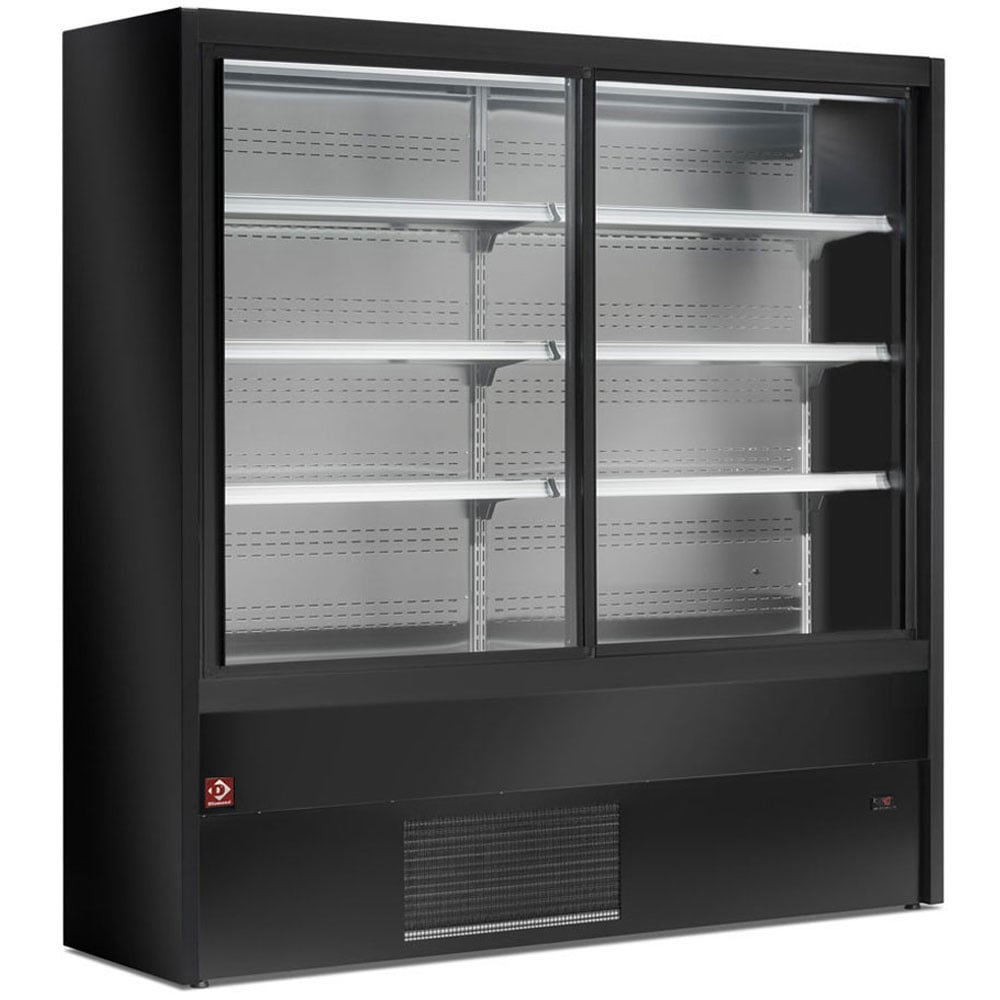 Ventilated refrigerated wall unit with glass sliding doors - BLACK – A doua alegere (1)