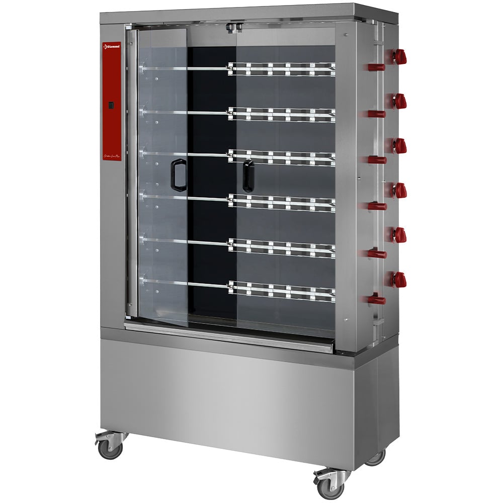 Vitroceramic chicken roaster, 6 spits (36 chickens)