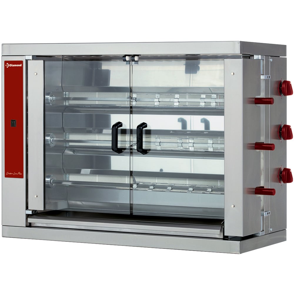 Gas chicken roaster, 3 spits (18 chicken)