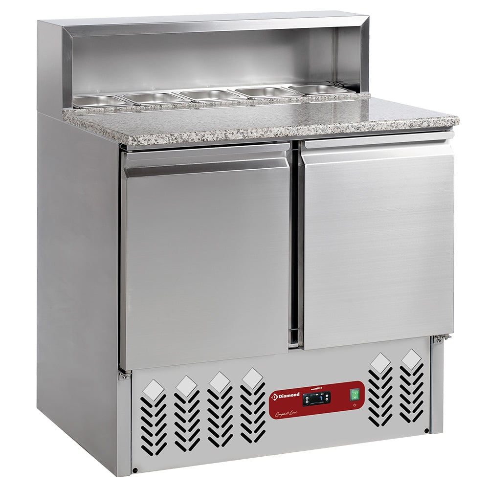 Refrigerated preparation table 2 doors GN 1/1, 240 Lit, refrigerated structure 5x GN1/6-150 mm – Lichidare stoc