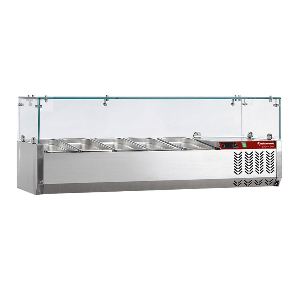 Refrigerated structure 5x GN 1/4 - 150 mm, with sneezeguard – A doua alegere