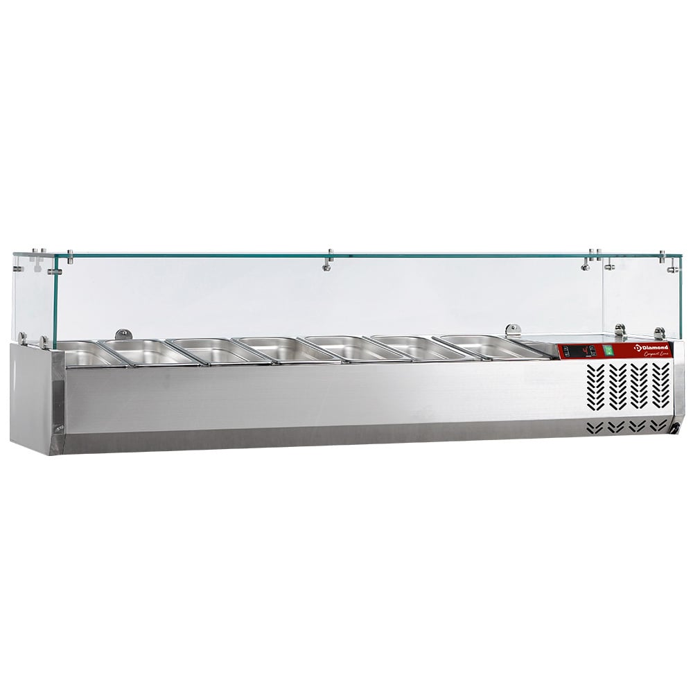 Refrigerated structure 7x GN 1/4 - 150 mm, with sneezeguard – Lichidare stoc