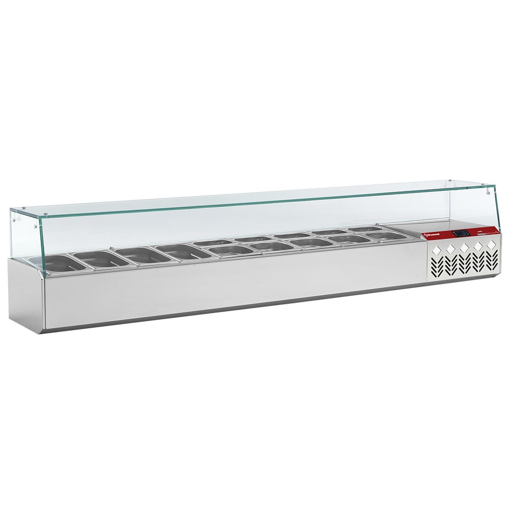 Refrigerated structure 4x GN 1/4, 5x GN 1/6, 5x GN 1/9 with right glass