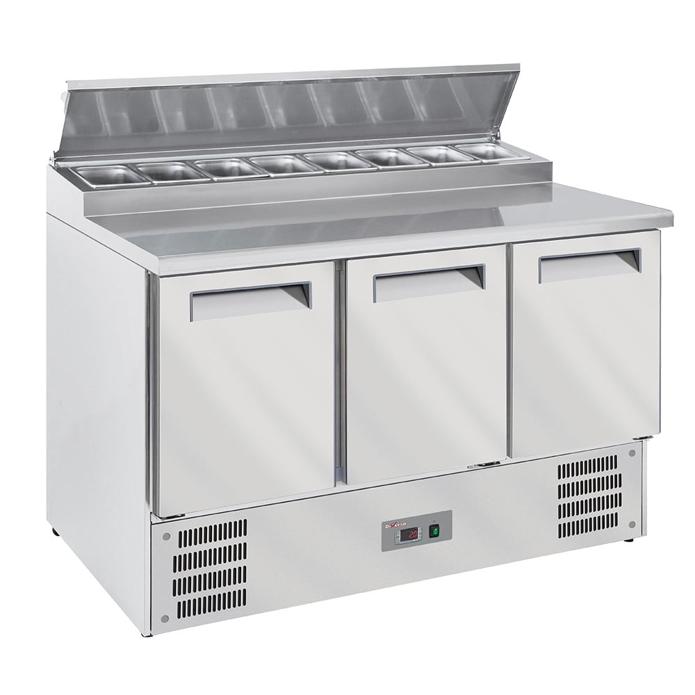 Refrigerated table 3 doors GN 1/1, + refrigerated structure 8x GN1/6-150 mm