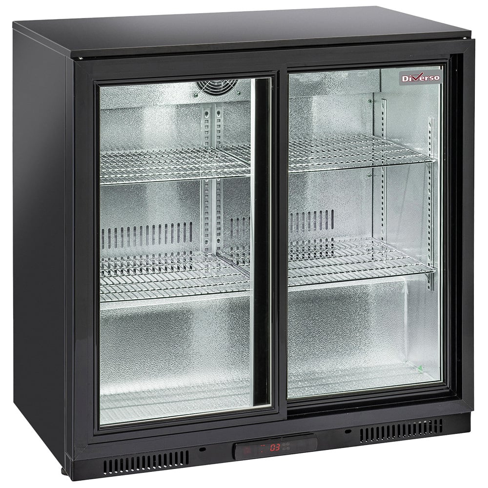 Ventilated "back bar" bottle cooler, 2 sliding glass doors