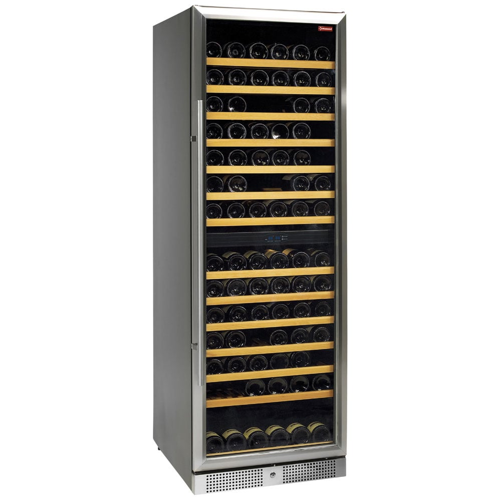 Glazed wine cellar, ventilated, 375 Lt., door in stainless steel, 2 T°, BLACK – Lichidare stoc