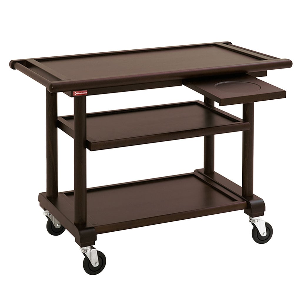 Trolley service, 3 levels. "wengé" wood, dressage shelf